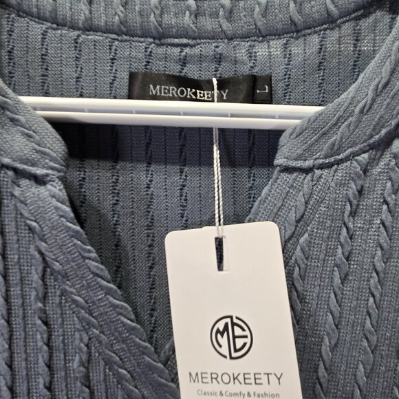 NWT Bluish Gray Fall Knit Dress with Pockets – Size Large - Picture 3 of 6